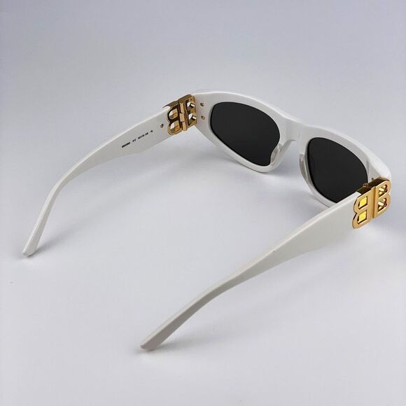 Balenciaga BB0095S 012 Sunglasses White Gold Logo Grey Cat Eye Unisex main image 8